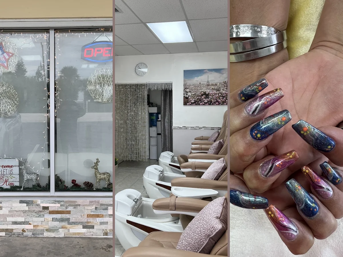 Pedicure chairs arranged in a tidy salon.